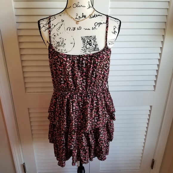 PASSPORT Floral Ruffle Mini Dress SIZE L. - Picture 3 of 16